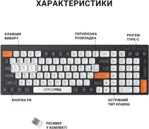 Фото: Клавіатура OfficePro SK985BO WL/BT Black/White № 8 | KTC