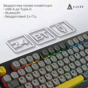 Фото: Клавіатура Ajazz AF98 Plus USB/WL/BT Black/Gray/Yellow (AF98-PLUS-BGY) № 7 | KTC