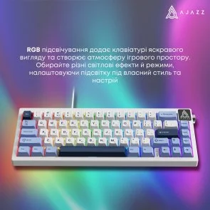 Фото: Клавіатура Ajazz AK650 Sea Salt Switches ENG/UKR USB Blue/White/Blue (AK650-SS-BWB) № 14 | KTC