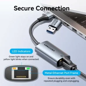 Фото: Мережева карта Vention USB-C/USB-A to Gigabit Ethernet (CFQHB) № 4 | KTC