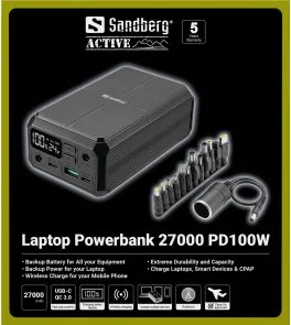 Фото: Батарея універсальна Sandberg Laptop Powerbank 27000mAh 100W (421-13) № 7 | KTC