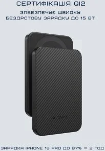 Фото: Батарея універсальна Pitaka Aramid Fiber Magnetic Qi2 5000mA 15W Twill Black/Grey (PBQ2401) № 7 | KTC