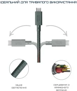 Фото: Кабель Native Union Belt Pro 240W Type-C / Type-C 2.4m Slate Green (BELT-PRO2-GRN-NP) № 4 | KTC