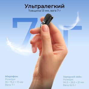 Бездротовий петличний мікрофон Boya Magic-02 Type-C/Lightning Black