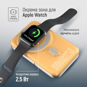 Батарея універсальна ColorWay 10000mAh 22.5W MagSafe/Watch Wireless 15W Amber (CW-PB100LPA2Y-WPDD)