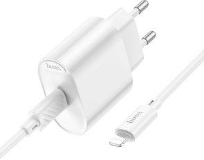 Зарядний пристрій Hoco C109A Fighter QC PD 20W White with Type-C/Lightning (6942007656665)