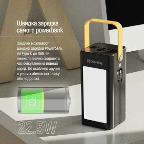 Батарея універсальна ColorWay 80000mAh LCD/Lamp 22.5W Black (CW-PB800LPA8BK-PDD)