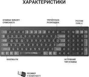 Фото: Клавіатура OfficePro SK985B Wireless Black № 11 | KTC