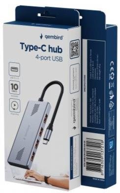 Хаб USB Type-C 4 Port Gembird UHB-CM-U310-A4-01