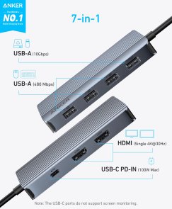 USB-хаб Anker 7in1 USB/Type-C/HDMI (A83740A2)