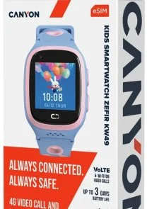 Фото: Смарт годинник Canyon Kids Zefir KW49 E-SIM 4G LTE Pink/Blue (CNE-KW49PB) № 7 | KTC