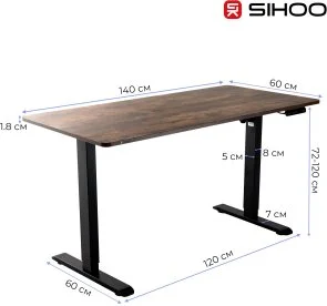 Фото: Стіл комп’ютерний SIHOO D03 Walnut/Black (D03-104/D03-108) № 5 | KTC