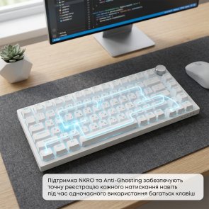 Клавіатура Ajazz AK820 Red Switch ENG/UKR USB White (AK820-R-W)