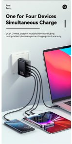 Зарядний пристрій Essager Grace 100W 4 Ports Travel Charger (ECT2CA-QYB01-Z)