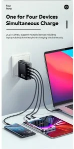 Фото: Зарядний пристрій Essager Grace 100W 4 Ports Travel Charger (ECT2CA-QYB01-Z) № 11 | KTC