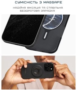 Чохол Pitaka for Apple iPhone 16 Pro - Military-Grade Protective Classic Twill 600D Black/Grey (KI1601PPA)