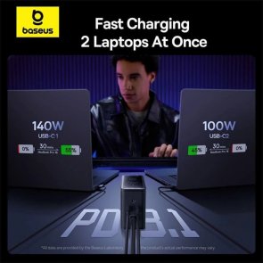 Зарядний пристрій Baseus GaN3 Intelligent Desktop PD QC 240W 5A Bl (P10163901113-00)