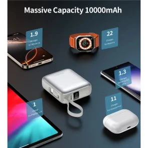 Фото: Батарея універсальна Choetech B832 10000mAh 35W Buid-in Type-C Cabel Grey (B832-GY) № 10 | KTC
