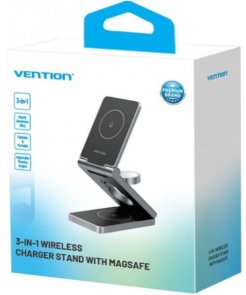 Бездротова зарядна станція Vention FGFH0 3in1 15W Gray