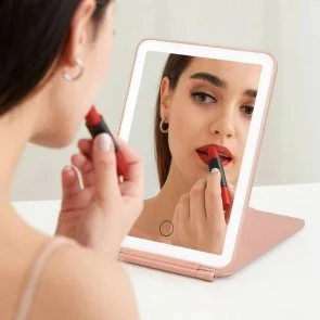 Фото: Дзеркало для макіяжу з підсвіткою Xiaomi DOCO Leather case mirror Pink (FM001/FM007) № 5 | KTC