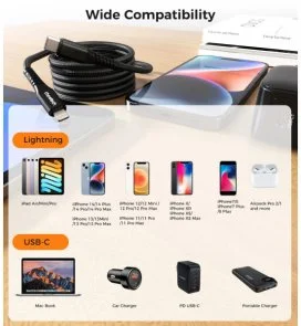 Фото: Кабель Choetech XCL-1030-BK PD 27W Type-C / Lightning 1m Black № 11 | KTC