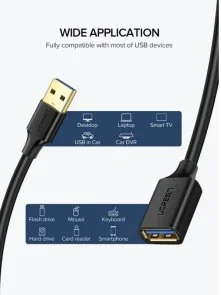 Фото: Кабель UGREEN US129 AM / AF 2m Black (UGR-10373) № 2 | KTC