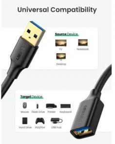 Фото: Кабель UGREEN US129 USB 3.0 AM / AF 1m Black (10368) № 3 | KTC