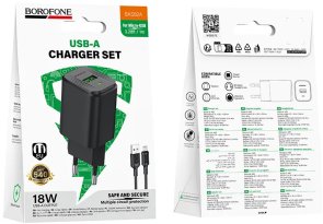 Зарядний пристрій BOROFONE BAS82A Star 18W Black with AM / MicroUSB (6941991126727)