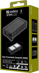 Батарея універсальна Sandberg Solar Powerbank CampLED 20000mAh 22.5W Black (421-24)