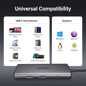USB-хаб UGREEN CM498 7in1 Grey (15531)
