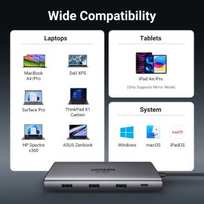 USB-хаб UGREEN CM639 10in1 Grey (15534)