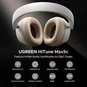 Фото: Навушники UGREEN HP203 HiTune Max5C Hybrid ANC White (35758) № 5 | KTC