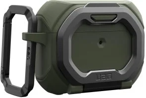 Фото: Чохол UAG for Airpods Pro 3nd Gen 2025 - Monarch with Built-in Phone Stand Olive Drab/Silver (104131117233) № 6 | KTC