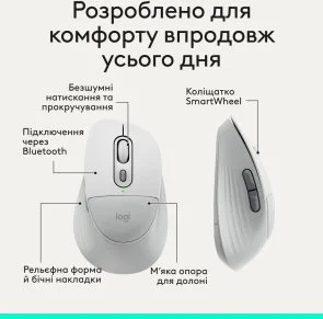 Фото: Миша Logitech Signature Comfort Plus M850 L Wireless Off White (910-007716) № 4 | KTC