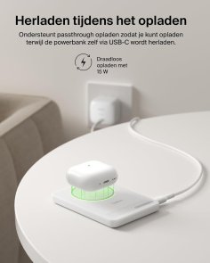 Батарея універсальна Belkin BoostCharge Slim 5000mAh 20W Qi2 15W with Kickstand White (BPD011HQWH)