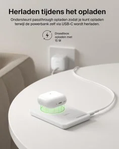 Батарея універсальна Belkin BoostCharge Slim 5000mAh 20W Qi2 15W with Kickstand White (BPD011HQWH)