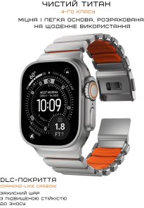 Ремінець Nomad for Apple Watch 46/49mm - Stratos Natural Hardware Ultra Orange (NM011123858)