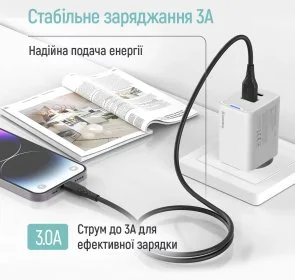Фото: Кабель ColorWay 3A AM / Lightning 2m Black (CW-CBUL095-BK) № 6 | KTC