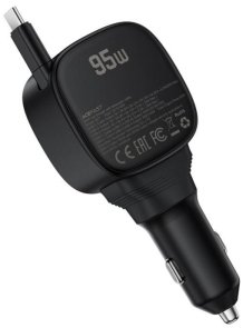 Автомобільний зарядний пристрій Acefast B17 95W with telescopic cable Black (6974316285946)