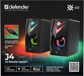 Колонки Defender (2.0) Defender J4 (2х3Вт), Black