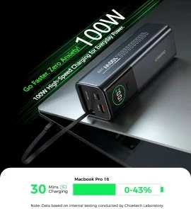 Фото: Батарея універсальна Choetech B1012 20000mAh 100W Black № 4 | KTC