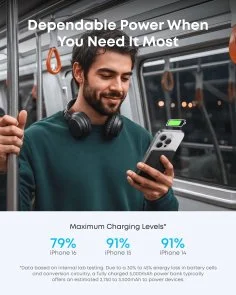 Фото: Батарея універсальна Anker Nano MagGo Slim 5000mAh 20W Qi2 15W Black (A1665H11) № 8 | KTC