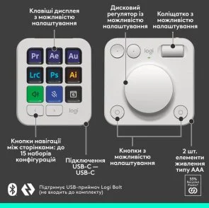 Фото: Клавіатура Logitech MX Creative Console Pale Grey (920-012932) № 10 | KTC