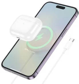 Фото: Бездротовий зарядний пристрій Hoco CW52 Enjoy Magnetic wireless fast charging 15W White (6942007611374) № 3 | KTC