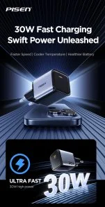 Фото: Зарядний пристрій Pisen BOLT Lite PD 30W Black with Type-C / Type-C (TP-C62_Kit) № 19 | KTC