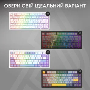 Фото: Клавіатура Ajazz AK820 V2 White Peach Switch WL/BT/USB Black/Grey/Yellow (AK820-V2-WP-BGY) № 6 | KTC