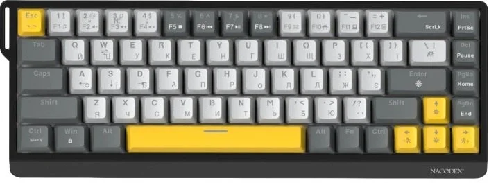 Фото: Клавіатура Ajazz NK68 V2 Red Switch USB Black/Grey/Yellow (NK68-V2-R-BGY) № 2 | KTC