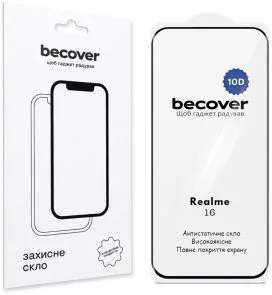 Фото: Захисне скло BeCover 10D for Realme 16 - Black (716100) № 2 | KTC