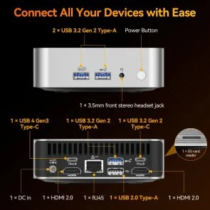 Фото: Персональний комп'ютер GEEKOM A8 (GMA8R98945HS-321T-EU) - AMD Ryzen 9 8945HS / 32 ГБ / PCI-E SSD 1 ТБ / AMD / Radeon Graphics, UMA / 120 Вт № 4 | KTC