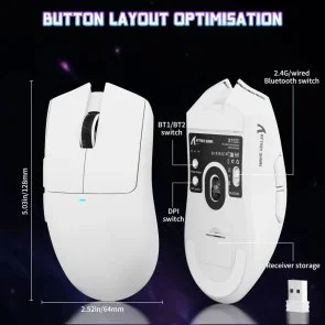 Фото: Миша Attack Shark X11SE WL/BT/USB White (X11SEW_AS) № 8 | KTC